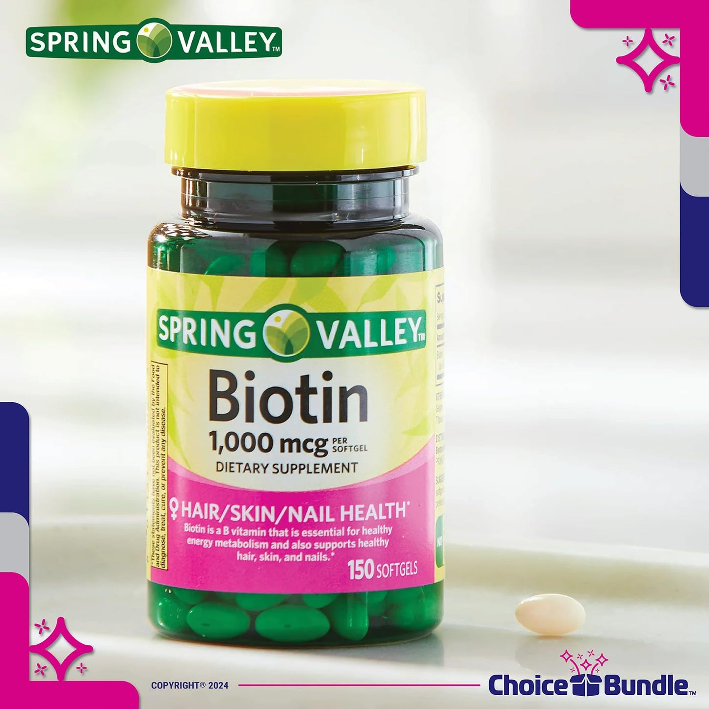 choice bundle guía vitamínica suplemento biotina y contenedor pastillas
