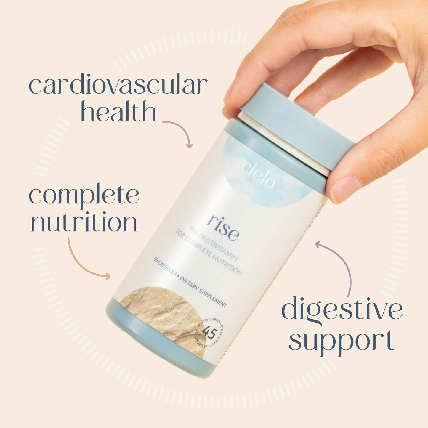 Cielo Rise vitaminas con magnesio y Zinc.