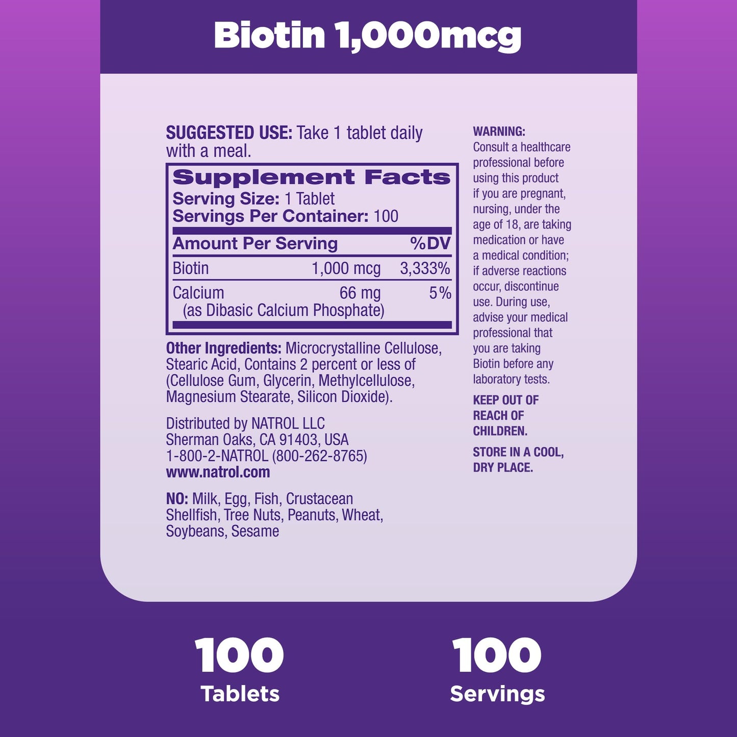 Cierre seguro botella Natrol Beauty Biotina
