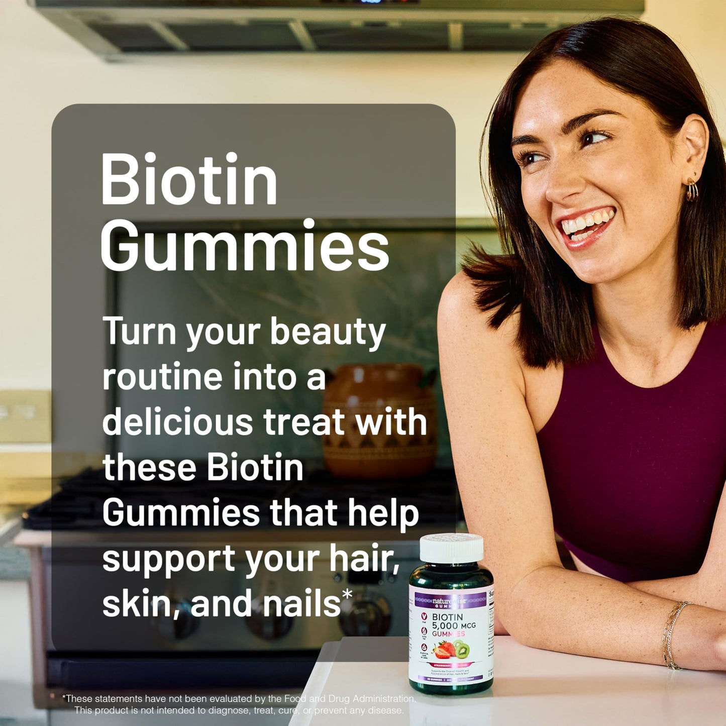 Close up gomitas biotina naturewise 90 piezas