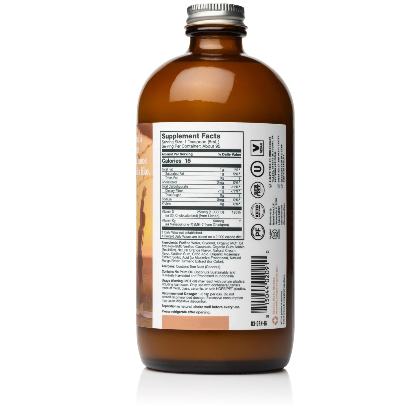 Close-up natural force aceite MCT orgánico suplemento saludable