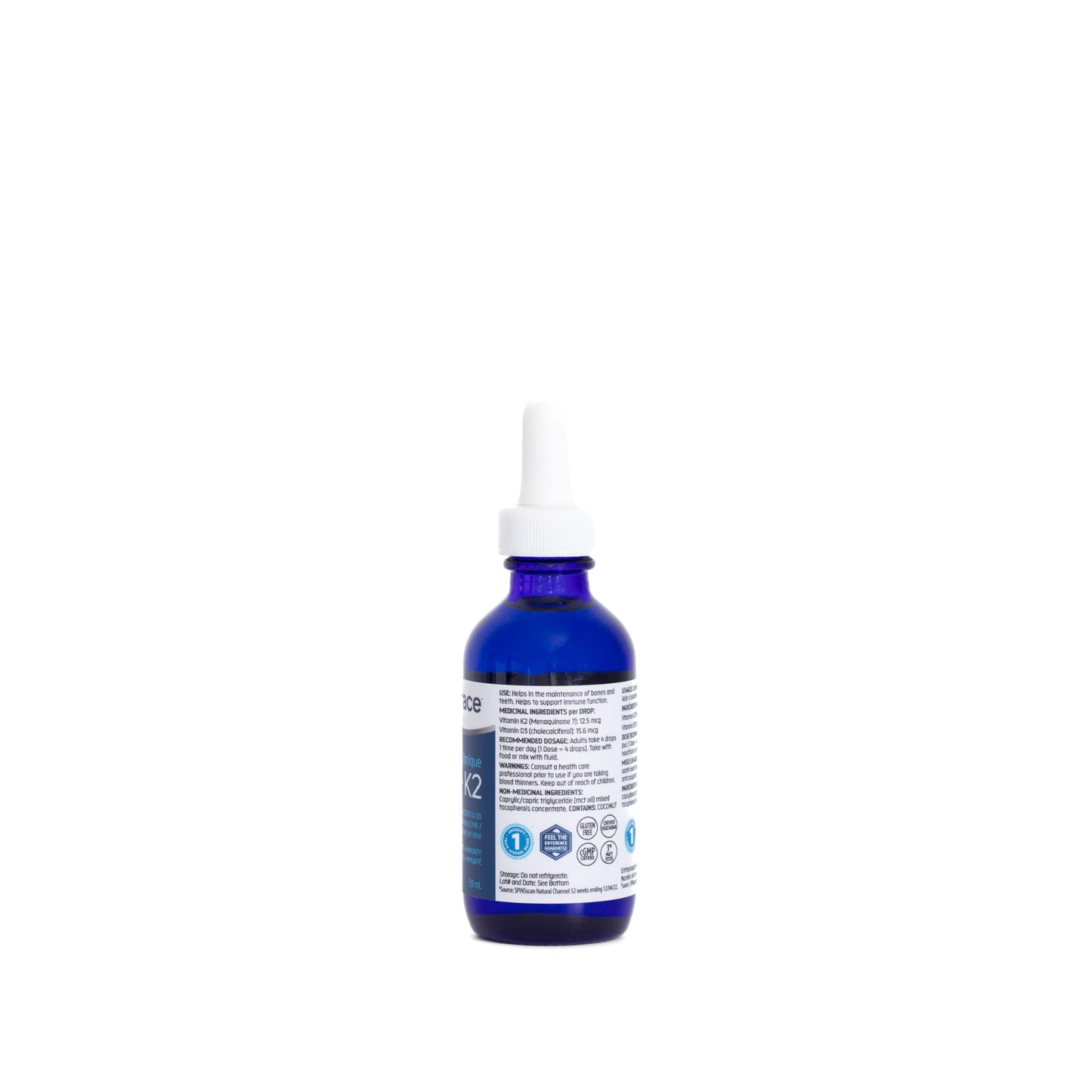 Close-up dosificador Trace Minerals vitamina D3 y K2 líquido