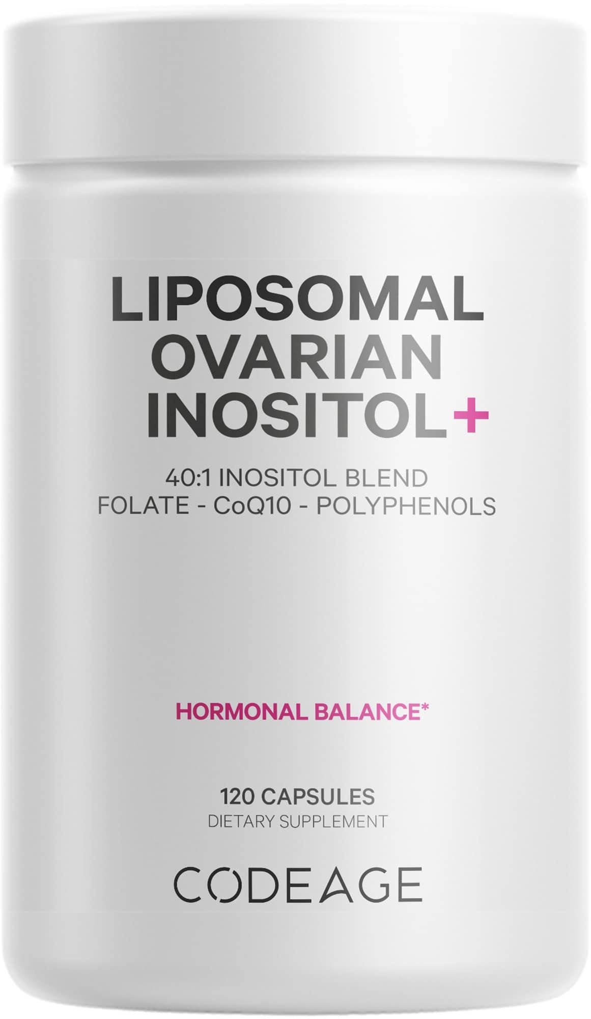 Codeage Liposomal Ovarian Inositol+ suplemento salud ovárica 120 cápsulas