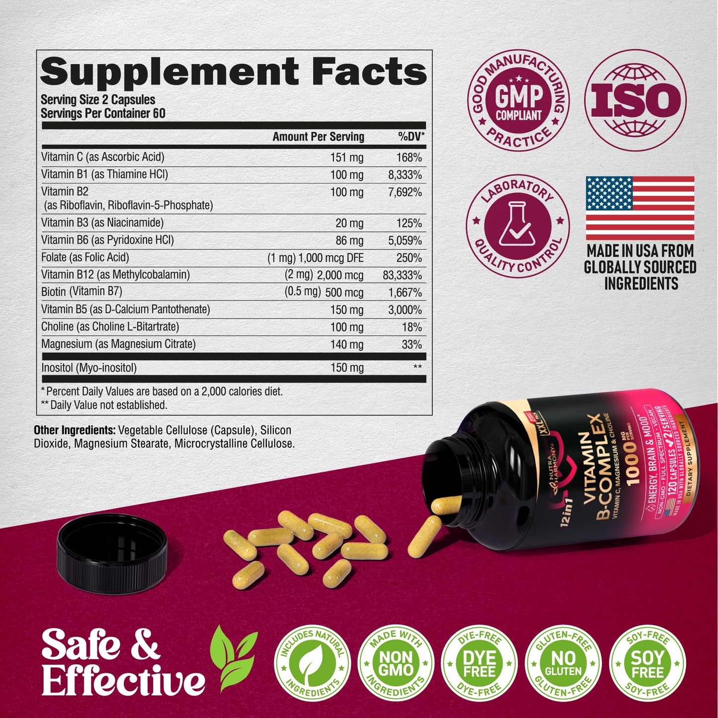 Complejo B Nutraharmony para apoyo inmunológico y energía