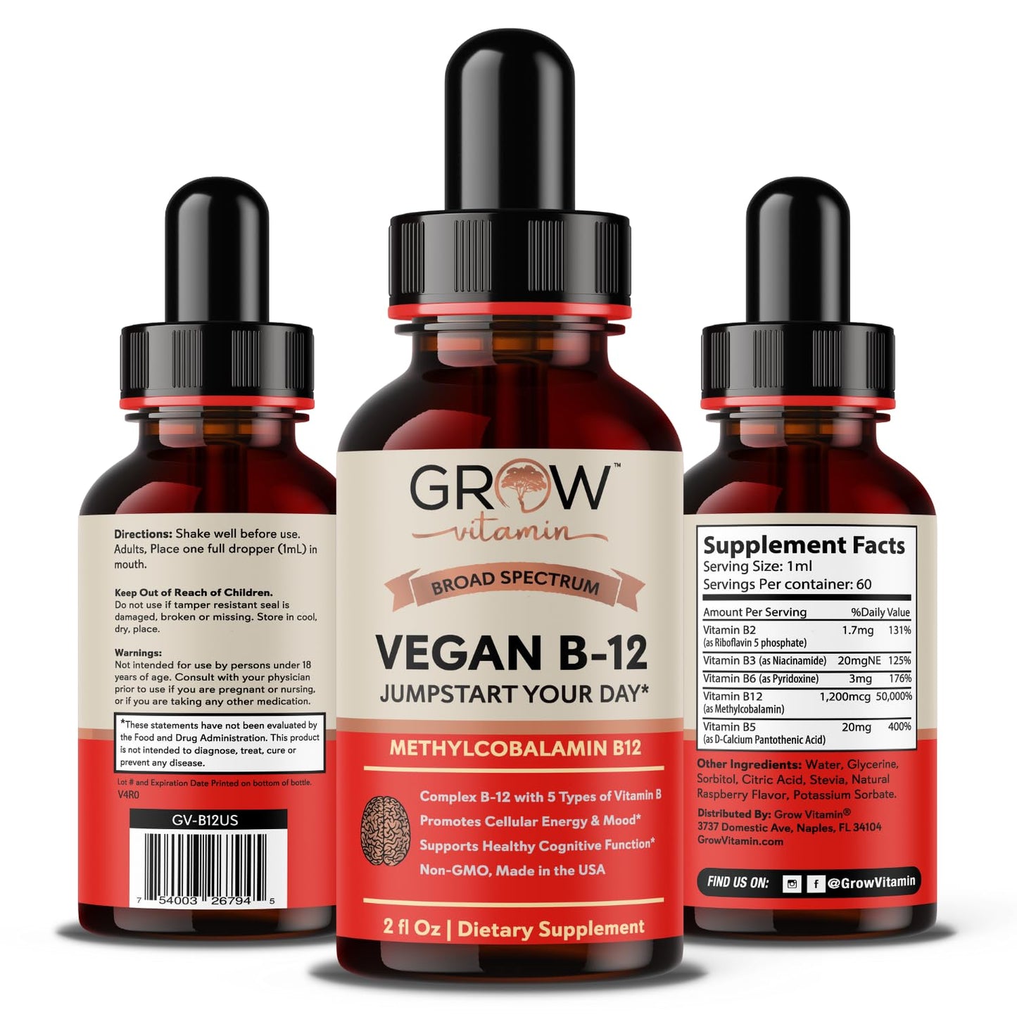 complejo vitaminas b líquido natural fuerte grow vitamin
