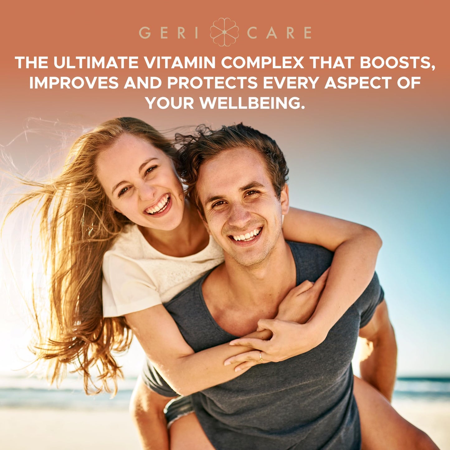 Complejo vitamínico Gericare potente que mejora el bienestar.