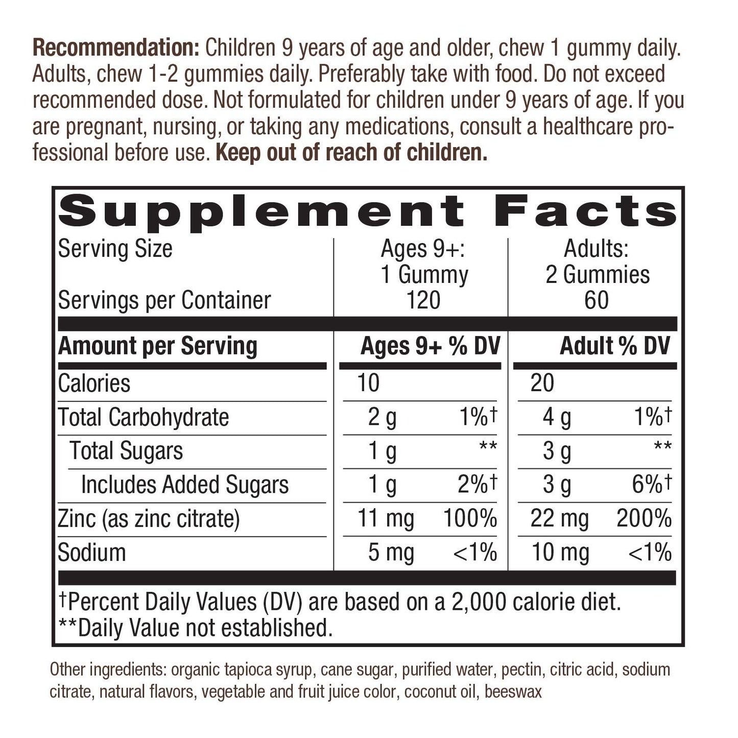 Complemento gomitas zinc vitamina D3 Nature's Way