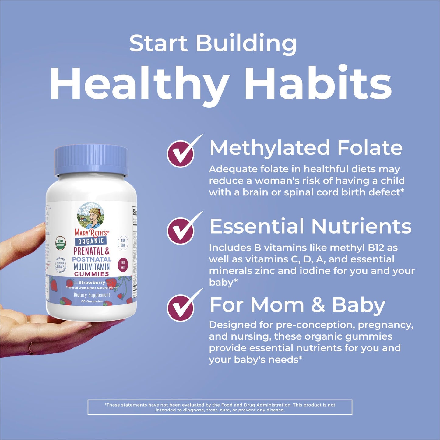 Complemento orgánico MaryRuth vitamínico para mujeres embarazadas y lactantes