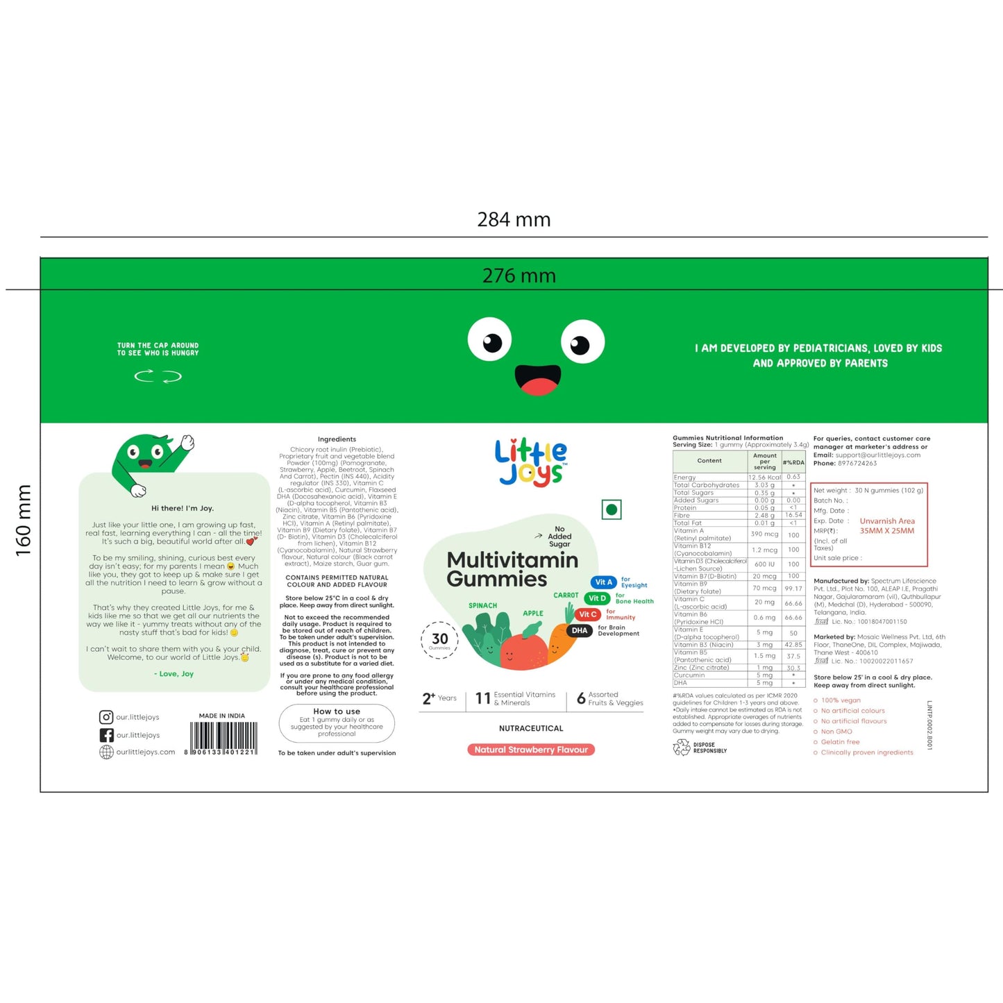 Complemento vitamínico para niños little joys gomitas saludables