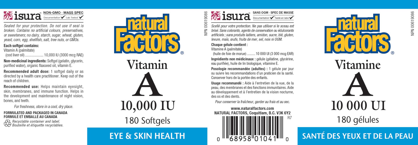 Compostura orgánica Natural Factors vitamina A