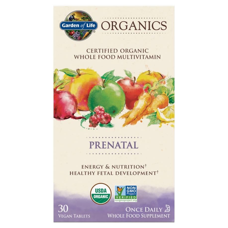 Comprimidos prenatales mykind Organics, certificados orgánicos.
