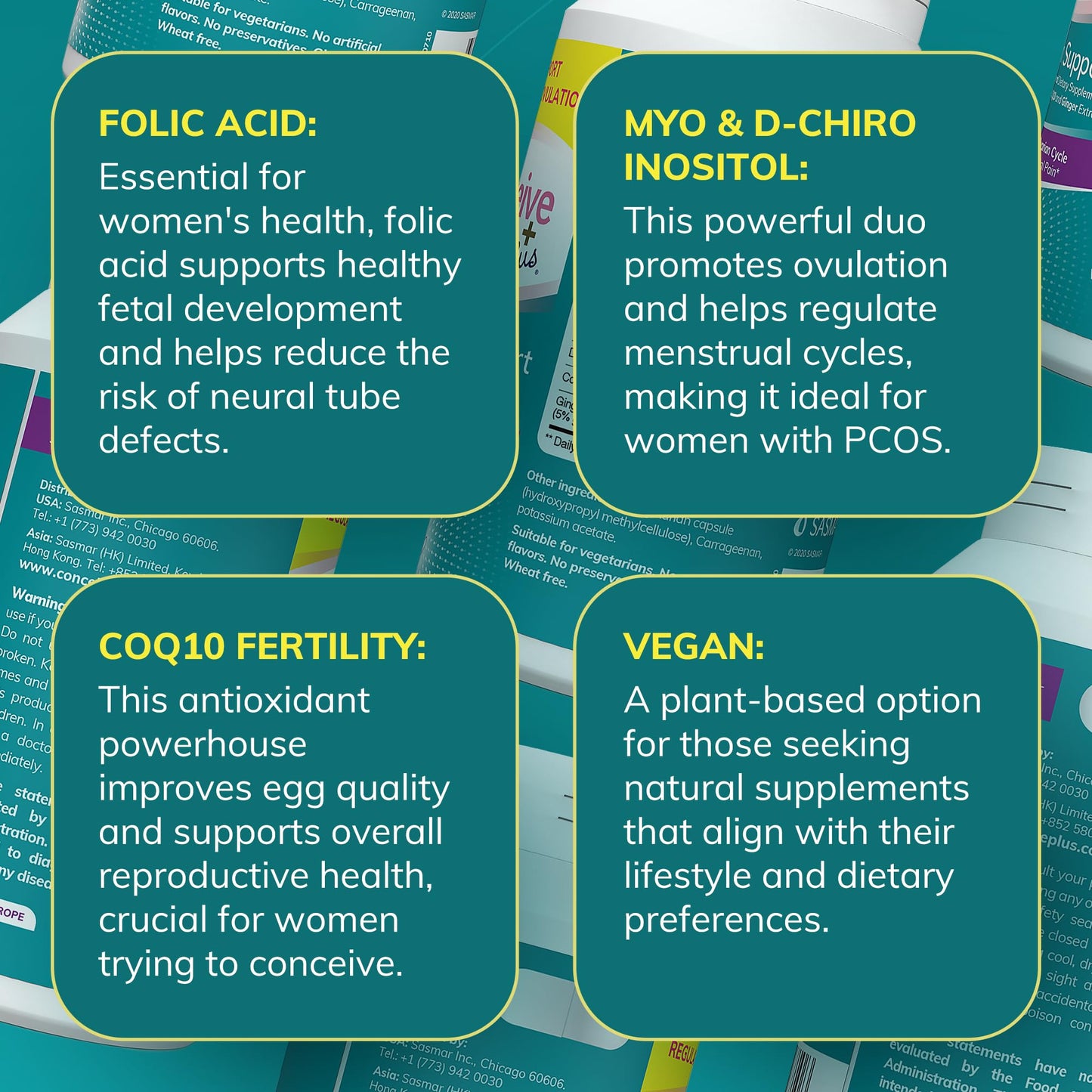 Cápsulas Conceive Plus combo ovulación y fertilidad femenina 180 cápsulas