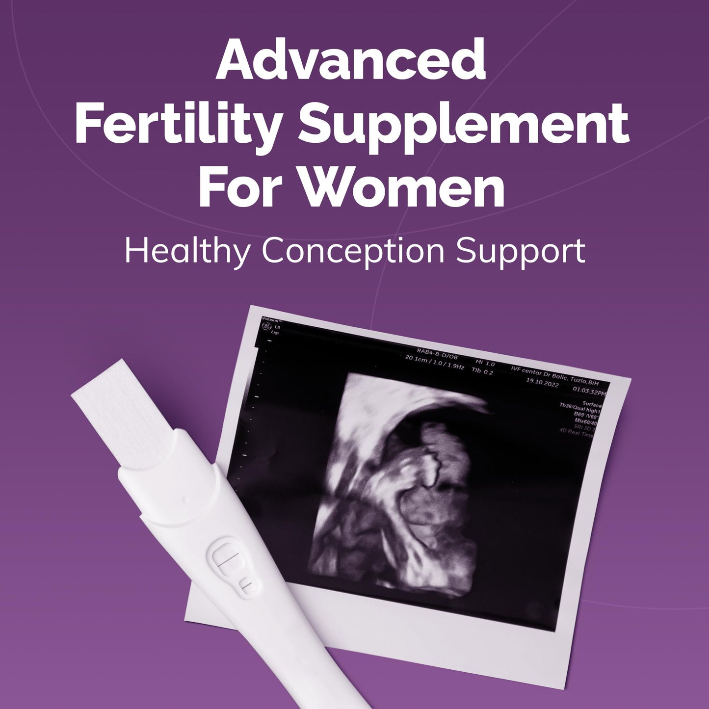 Frasco suplemento Conceive Plus fertilidad femenina para regular ciclos ovulación