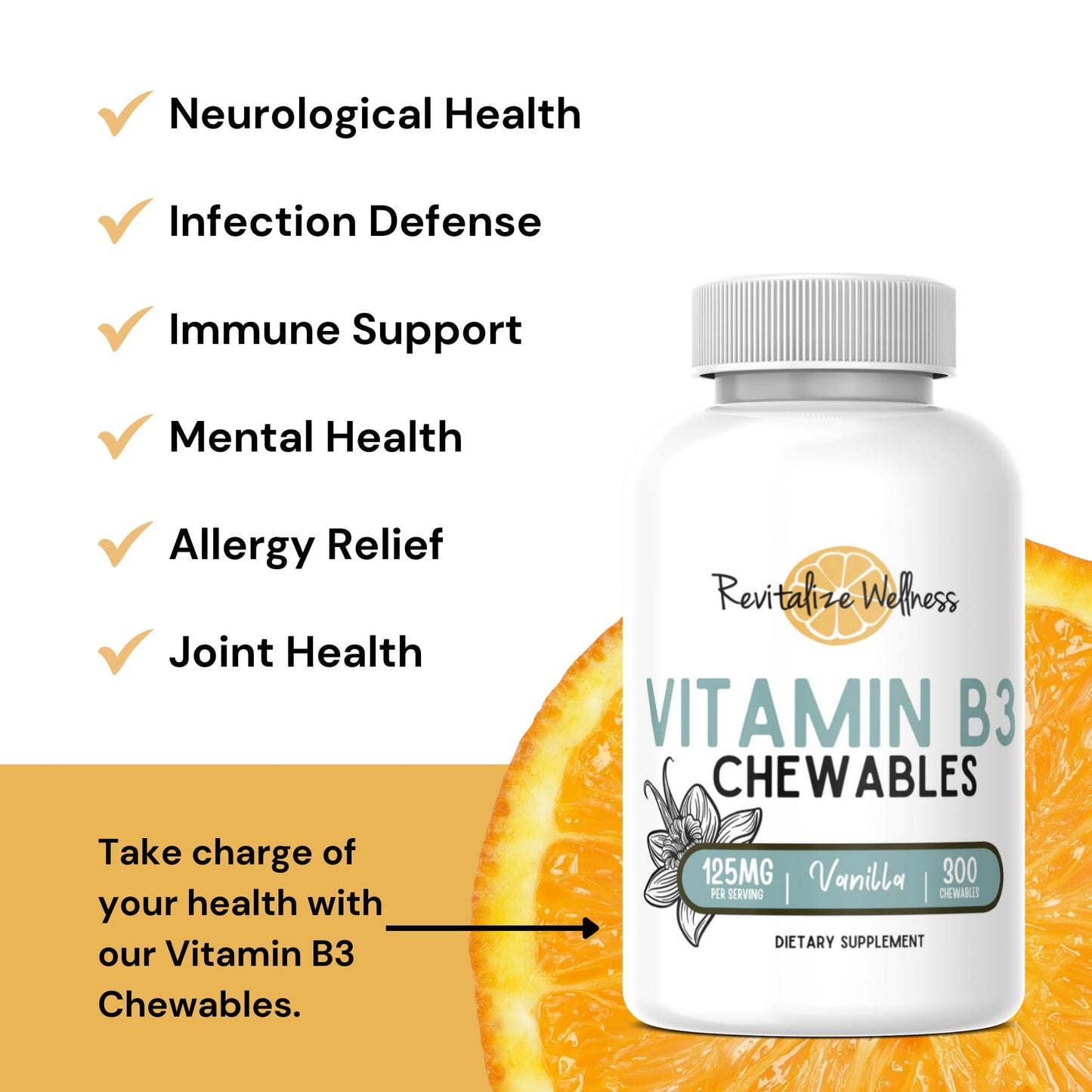 Contenedor suplemento vitamina B3 Revitalize Wellness
