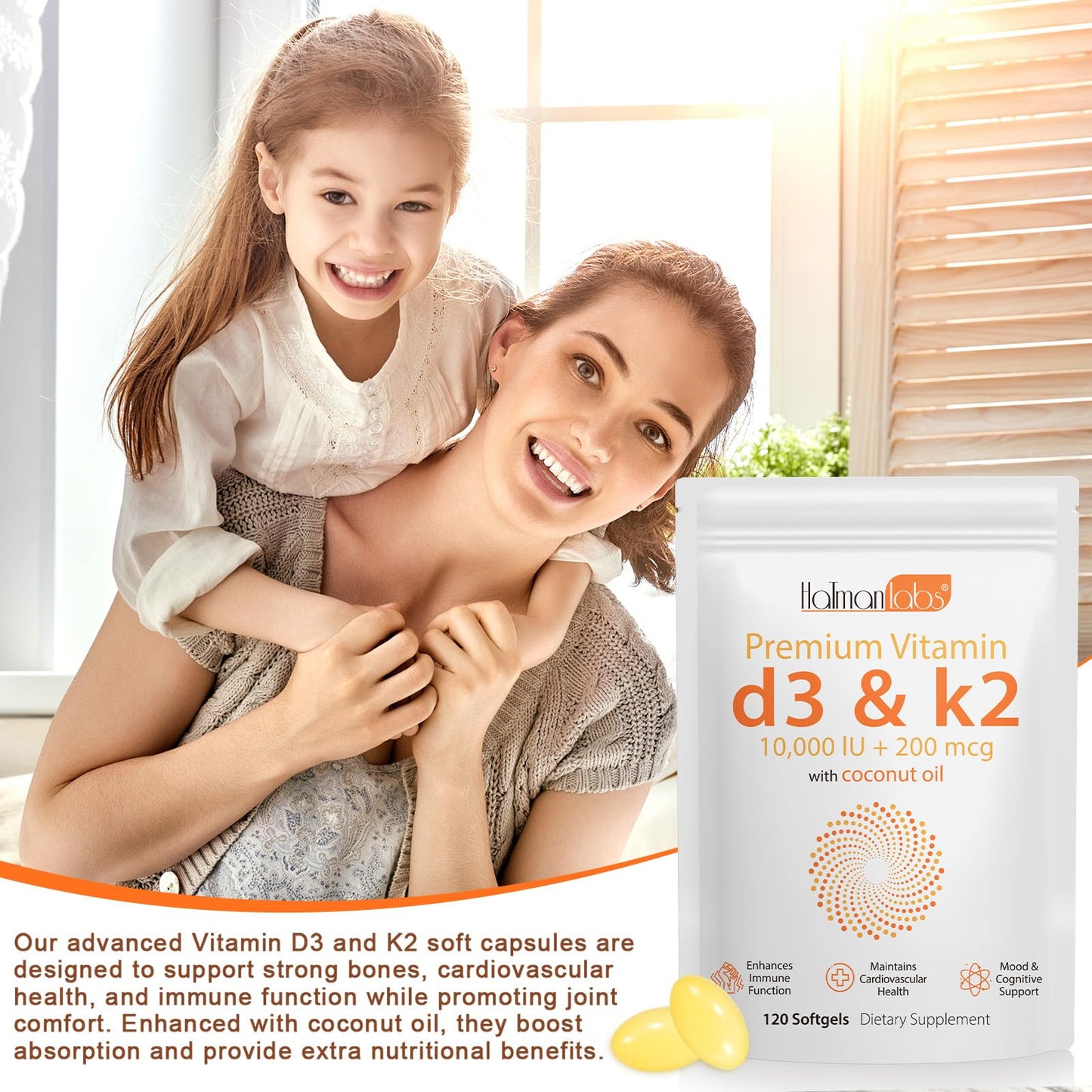 Contenido caja suplemento vitamina D3 K2 Tooffi