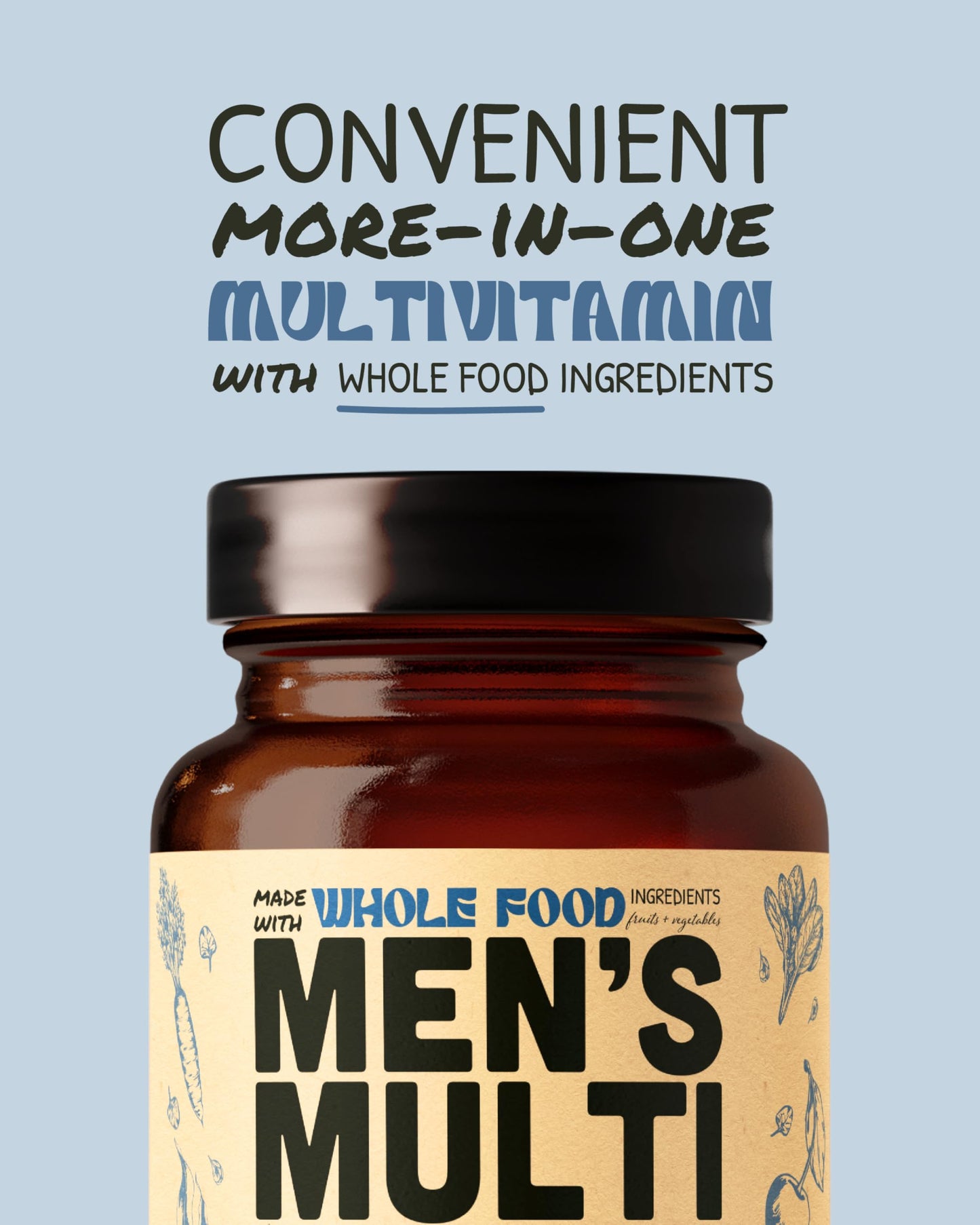 Conveniente multivitamínico sapling para hombres con alimentos completos.