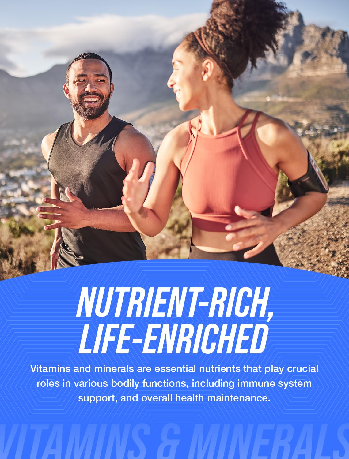 Pareja corriendo disfrutando de su salud y bienestar