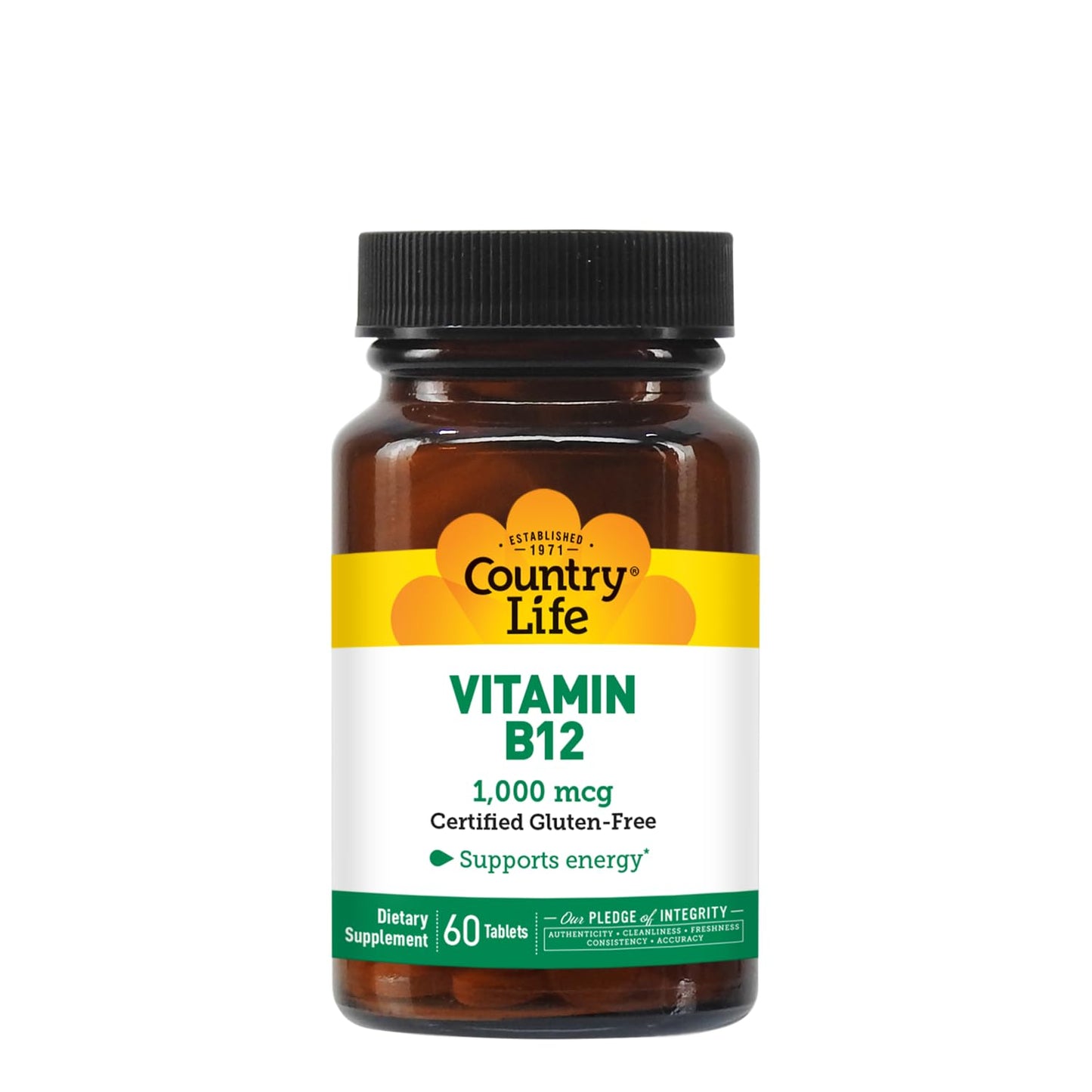 Lado paquete Country Life vitamina B12 vegana