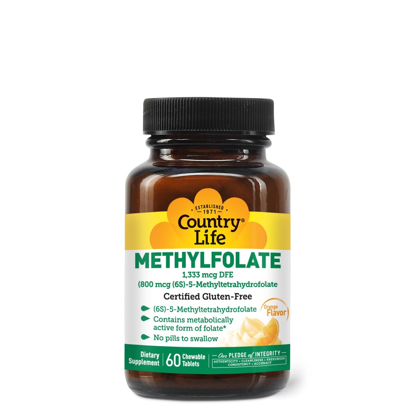 Country Life tabletas masticables methylfolate sabor naranja