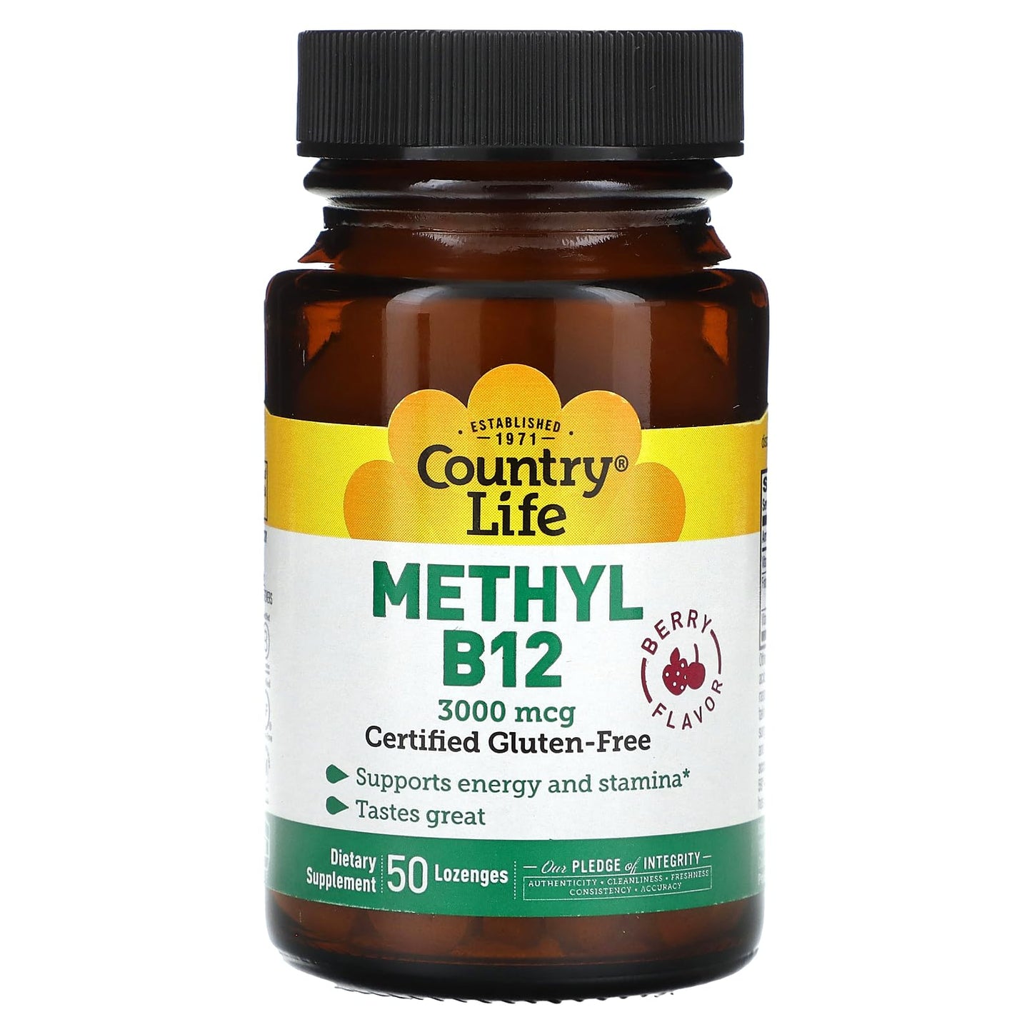 Country Life vitamina B12 superior sabor berries frasco