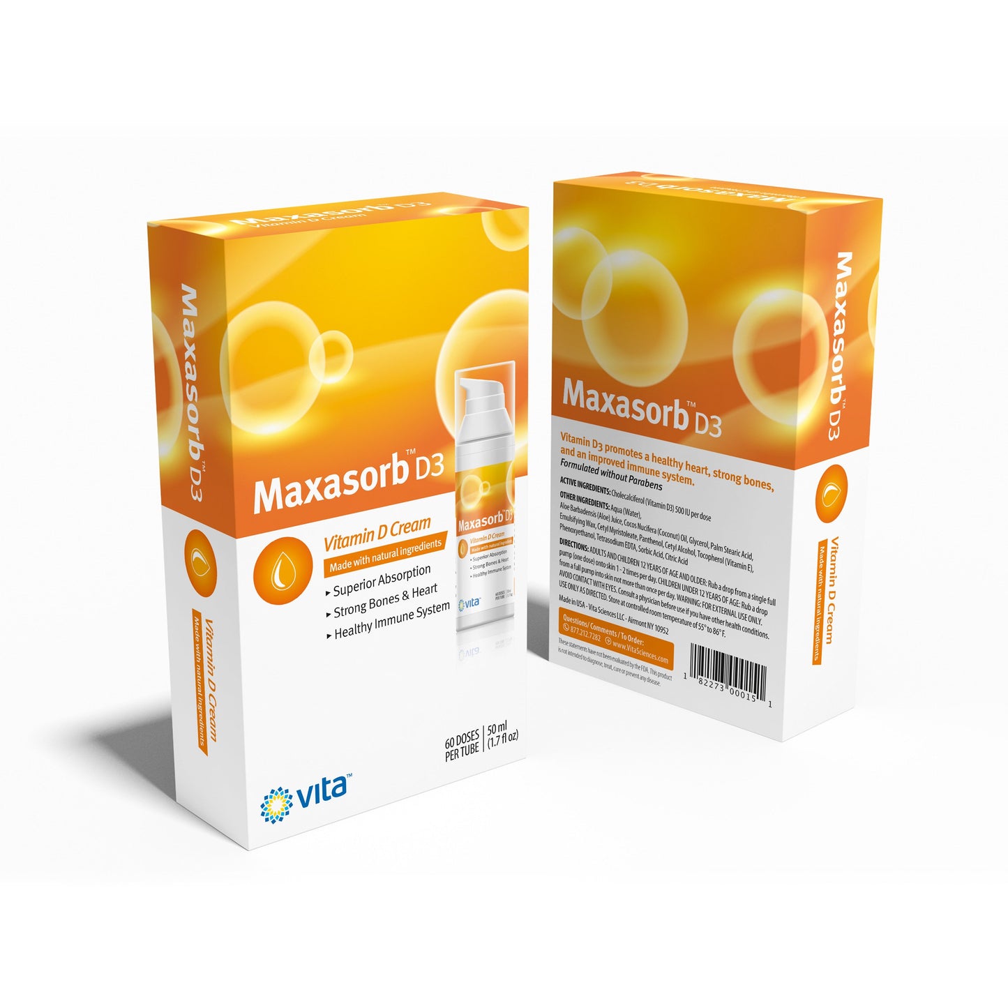 Crema Maxasorb vitamina d3 frasco lateral
