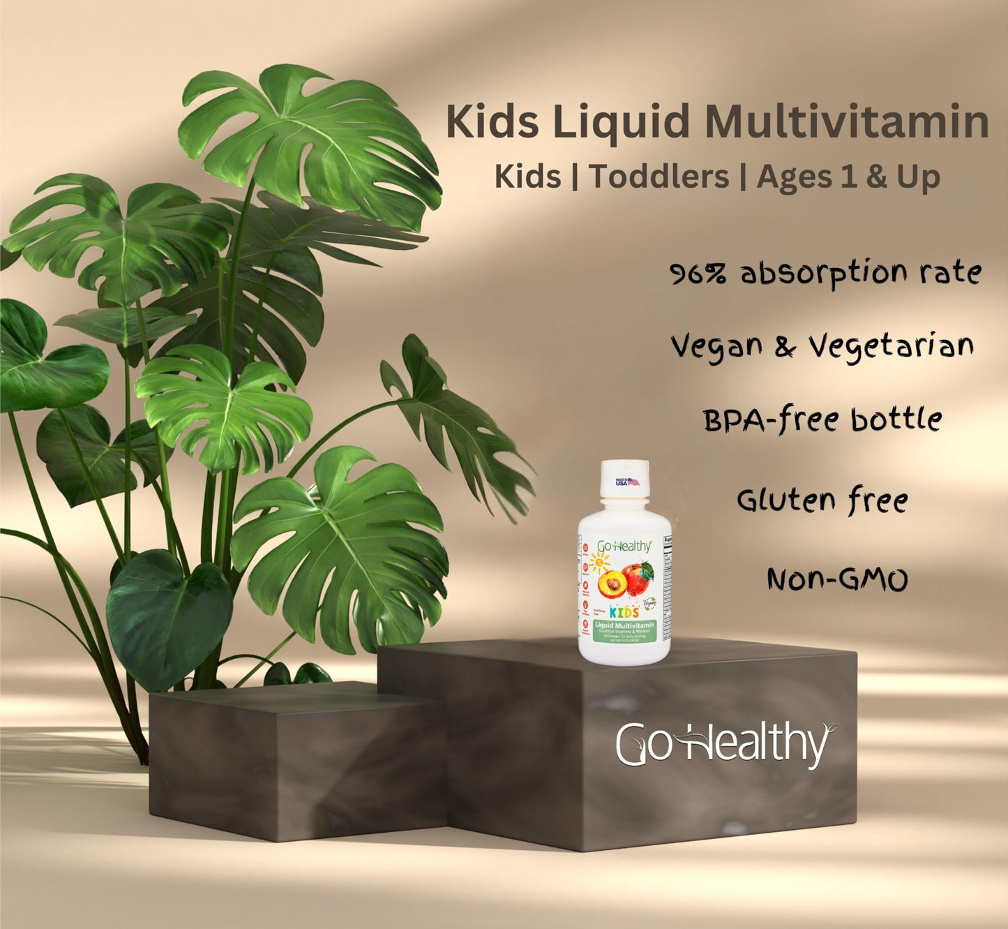 Cuidado del producto Go Healthy Kids multivitamínico.