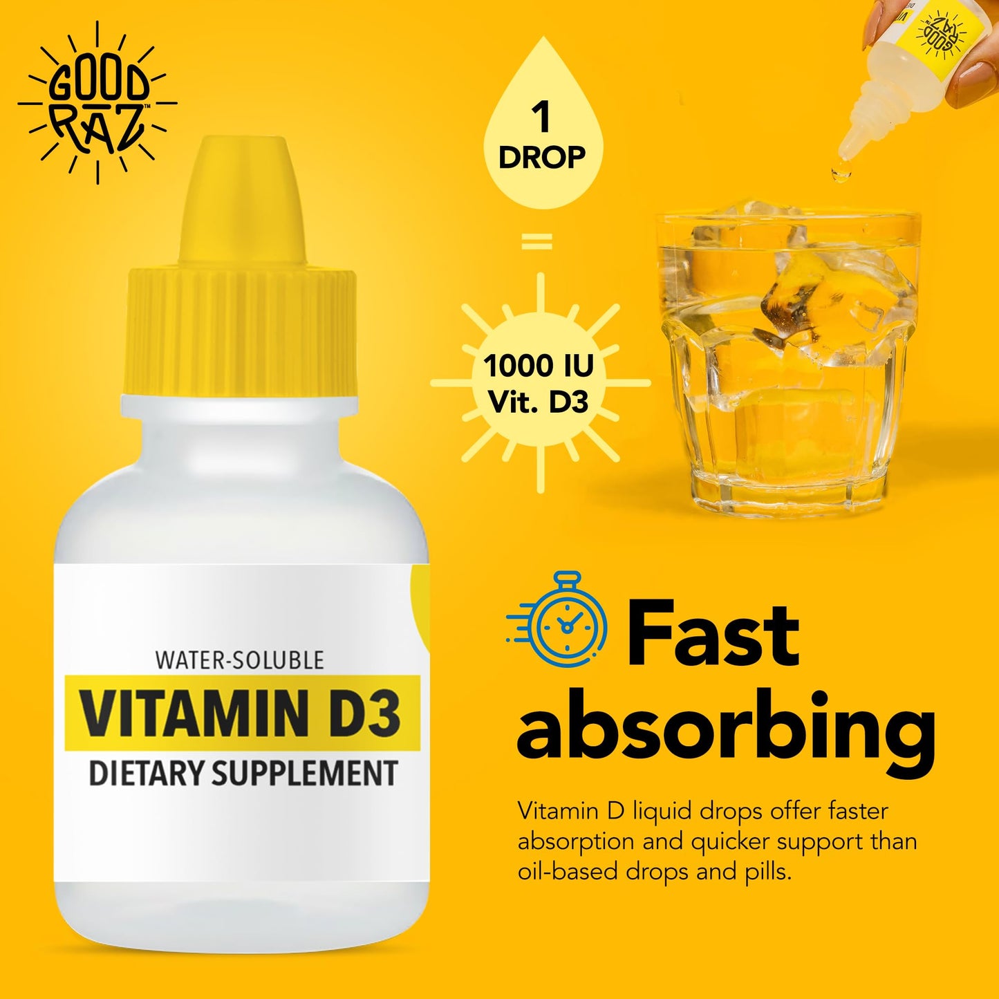 Detalle botella gotas liquid Good Raz vitamina D3