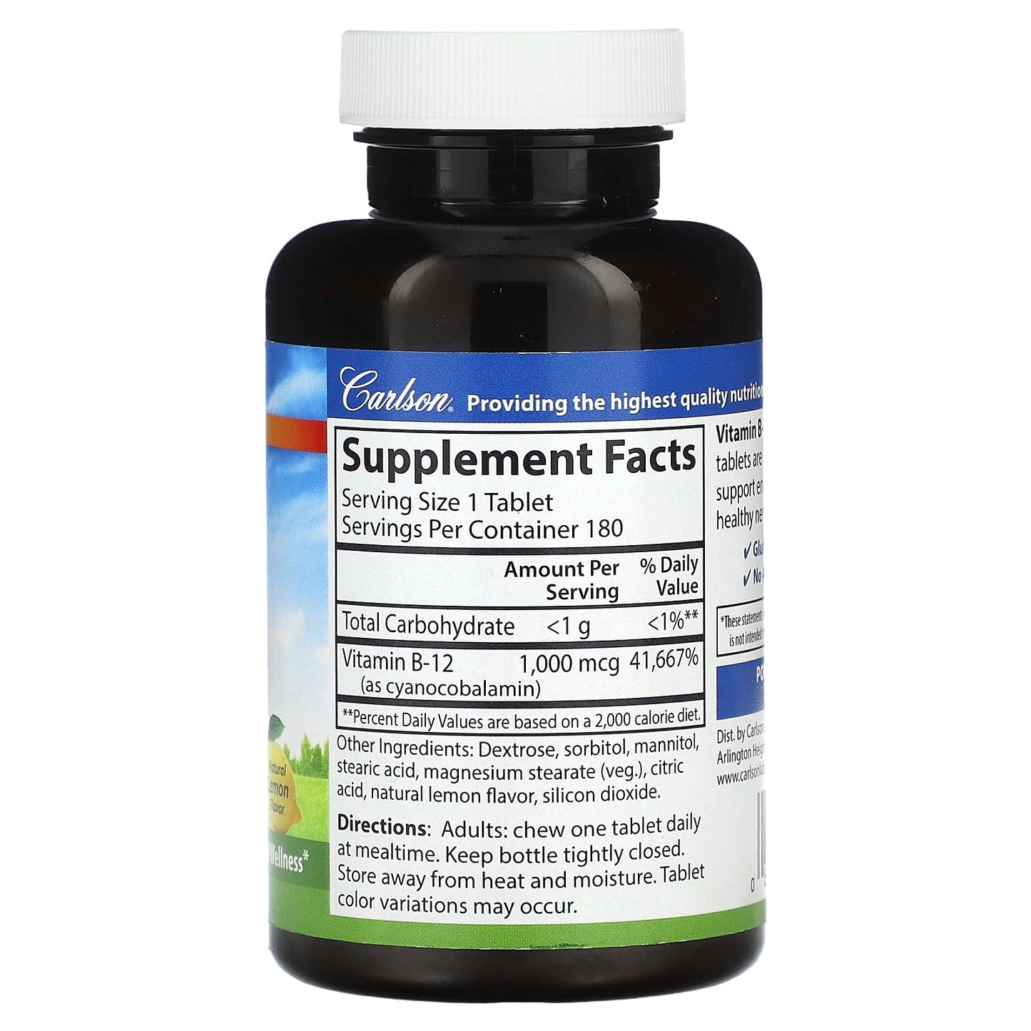 Detalle caja suplemento carlson labs b12-sl vitaminas 1000 mcg