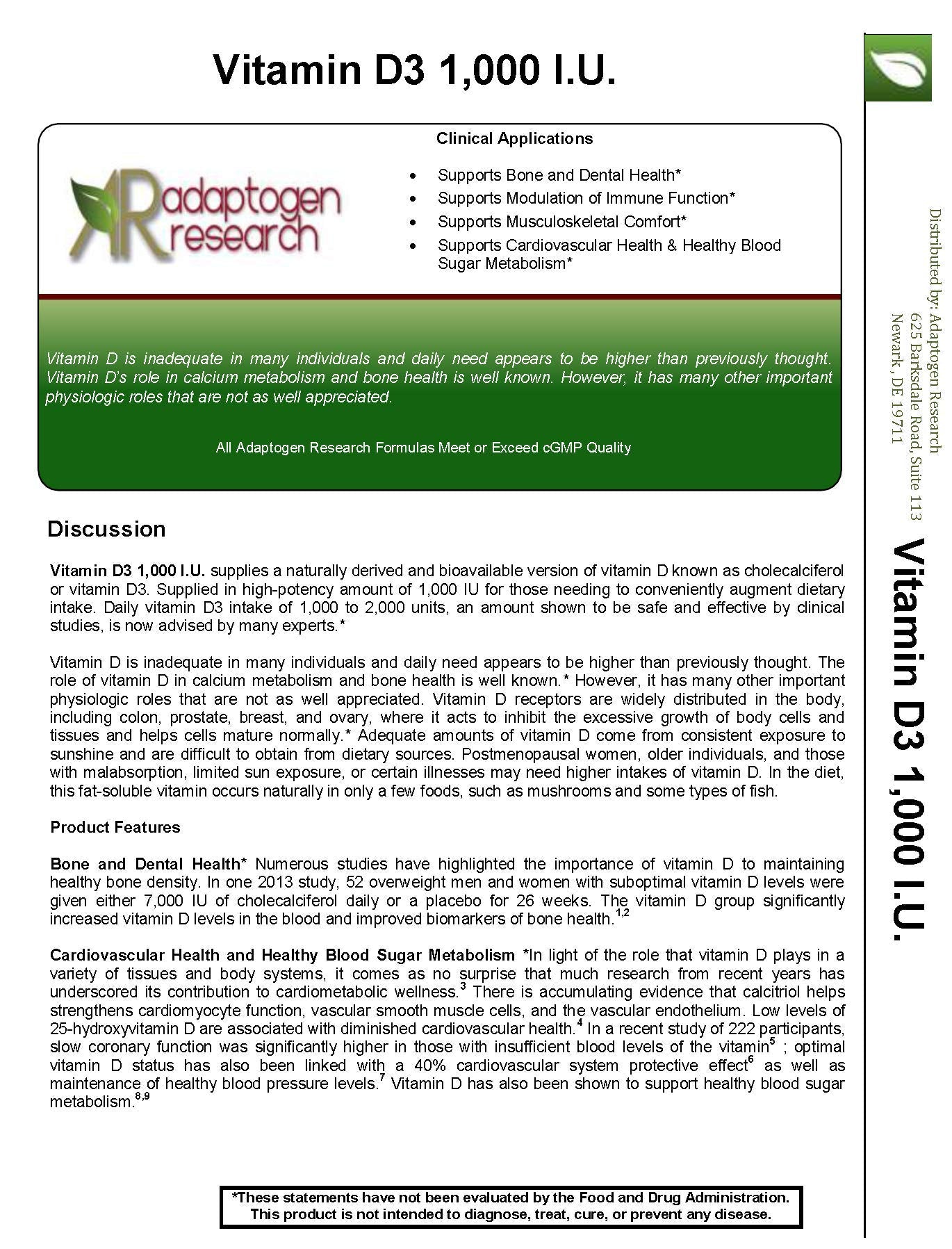 Detalle caja vitamina d3 Adaptogen Research cápsulas vegetarianas
