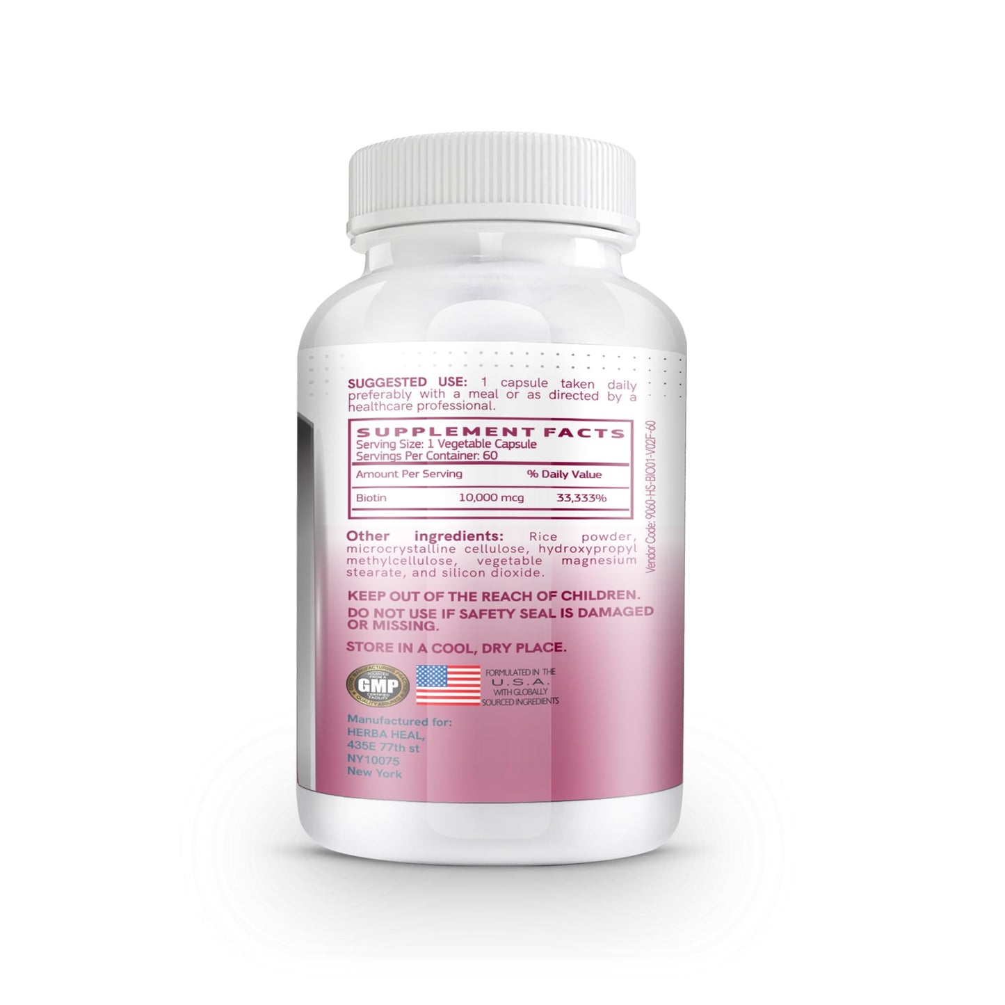 Detalle de cápsula biotina HERBA HEAL para cabello y uñas