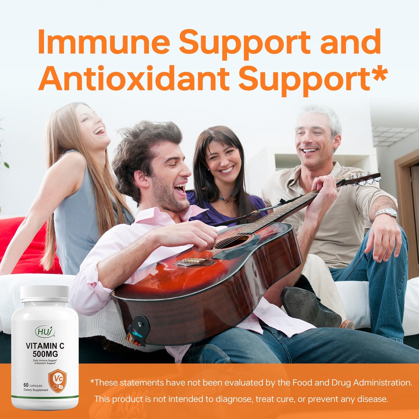 Detalle cápsula HUJ Vitamina C 500mg apoyo sistema inmune