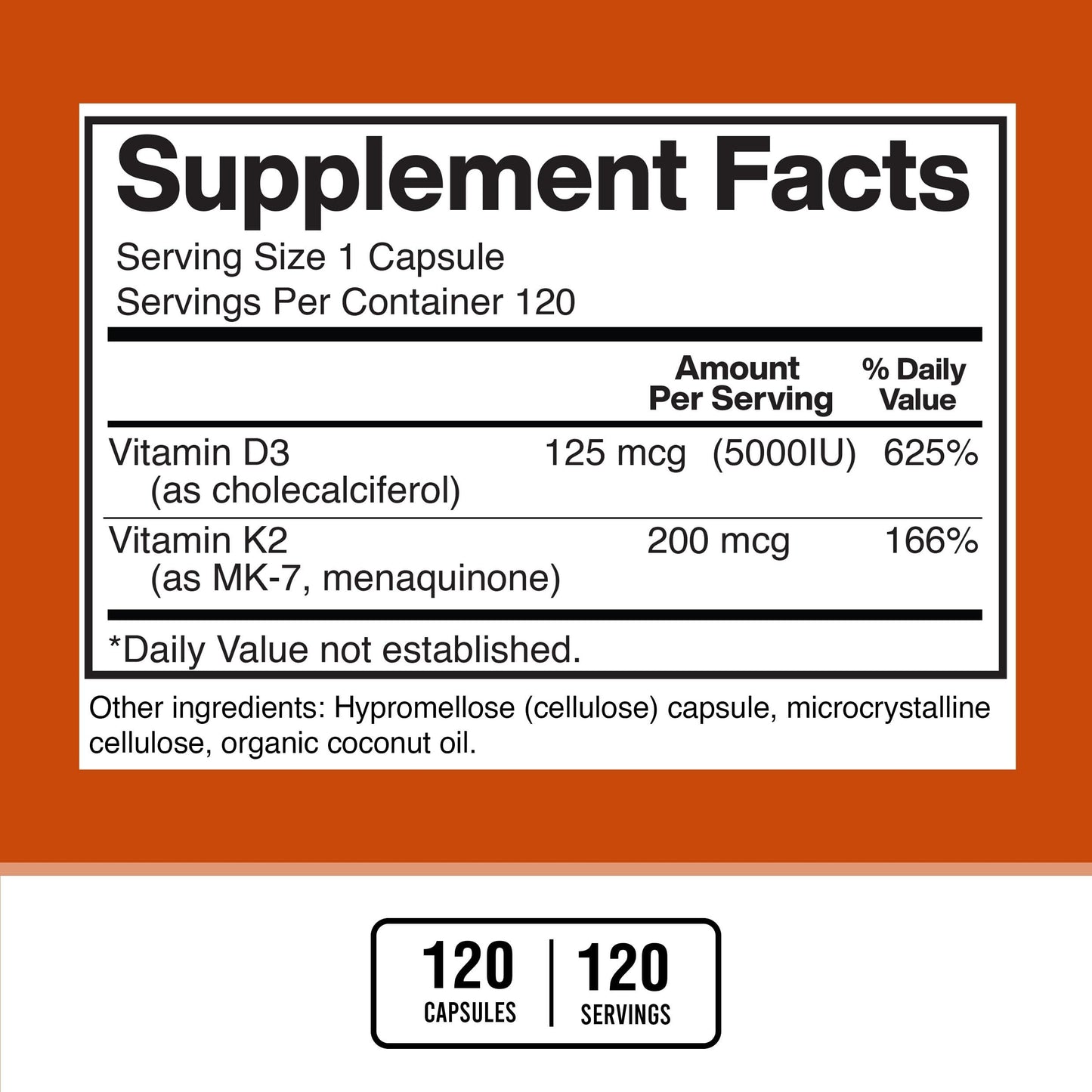 Detalle cápsulas American Standard vitamina D3 y K2 MK7