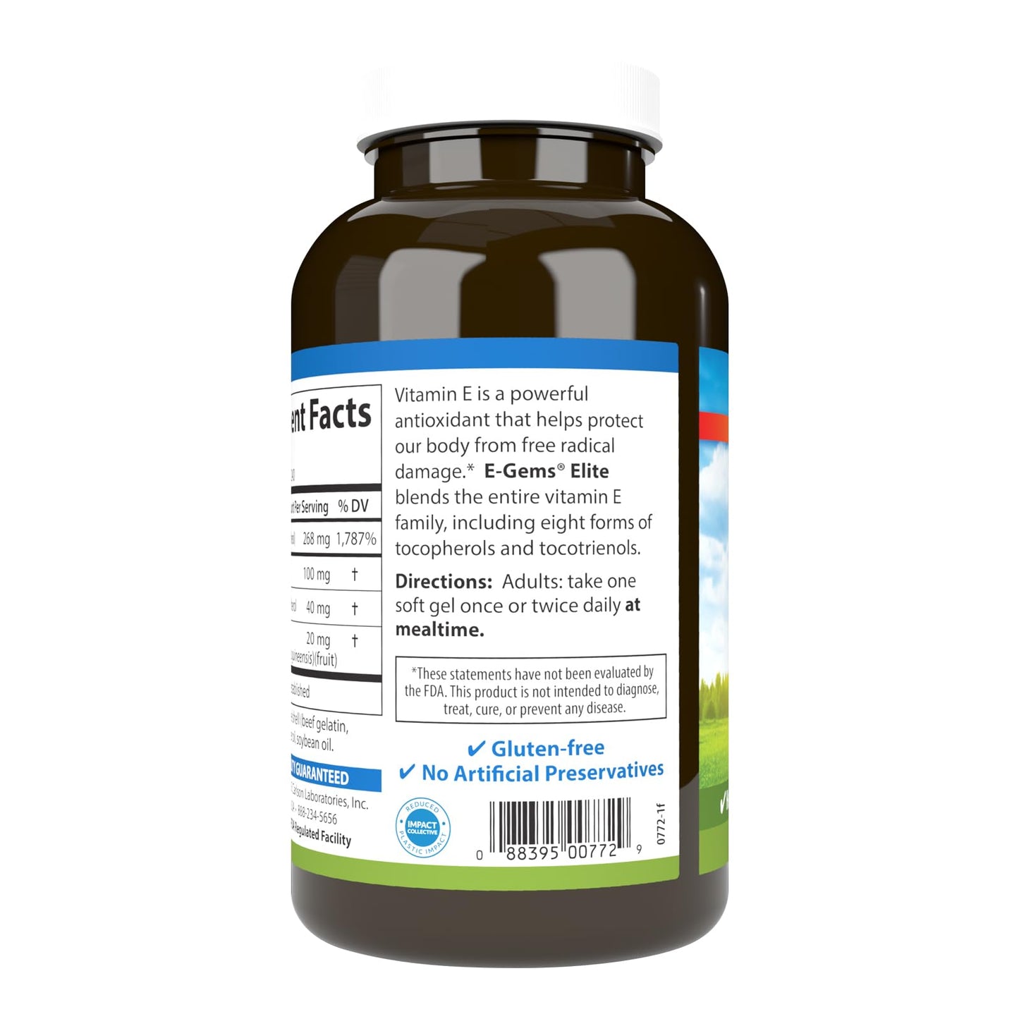 Detalle de cápsulas blandas Carlson E-Gems vitamina E 400 UI
