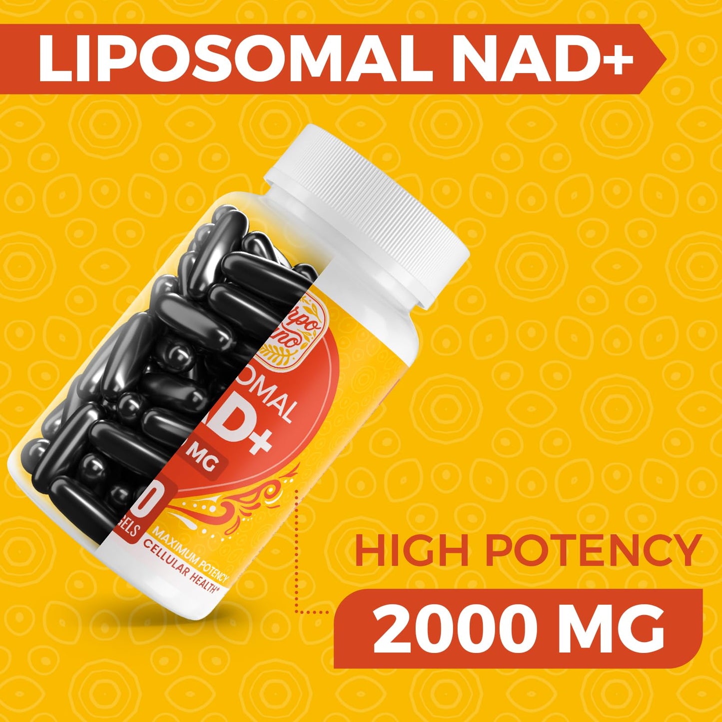Detalle de cápsulas blandas NAD+ 2000 mg