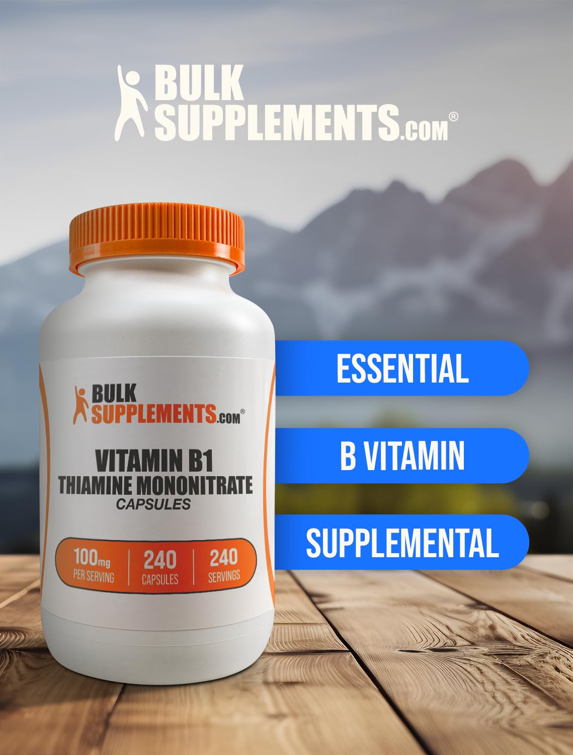Detalle cápsulas BulkSupplements vitamina B1 240 unidades