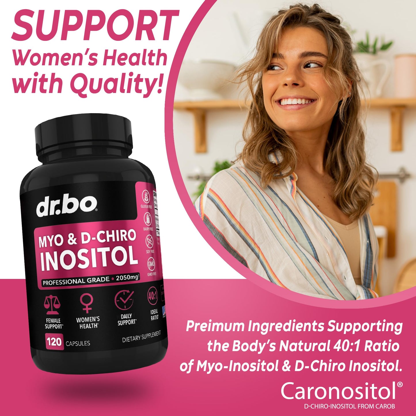 Detalle cápsulas suplementos salud femenina mio-inositol