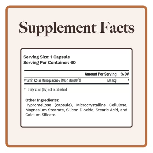 Detalle cápsulas suplemento vitamina k2 utzy naturals