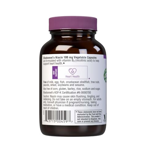 Detalle capsulas vegetales niacina bluebonnet 100 mg