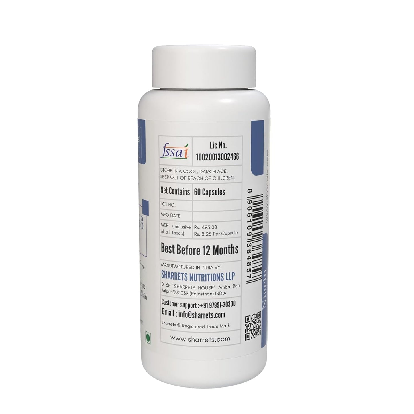 Detalle cápsulas suplemento vitamina b3 niacina genérico