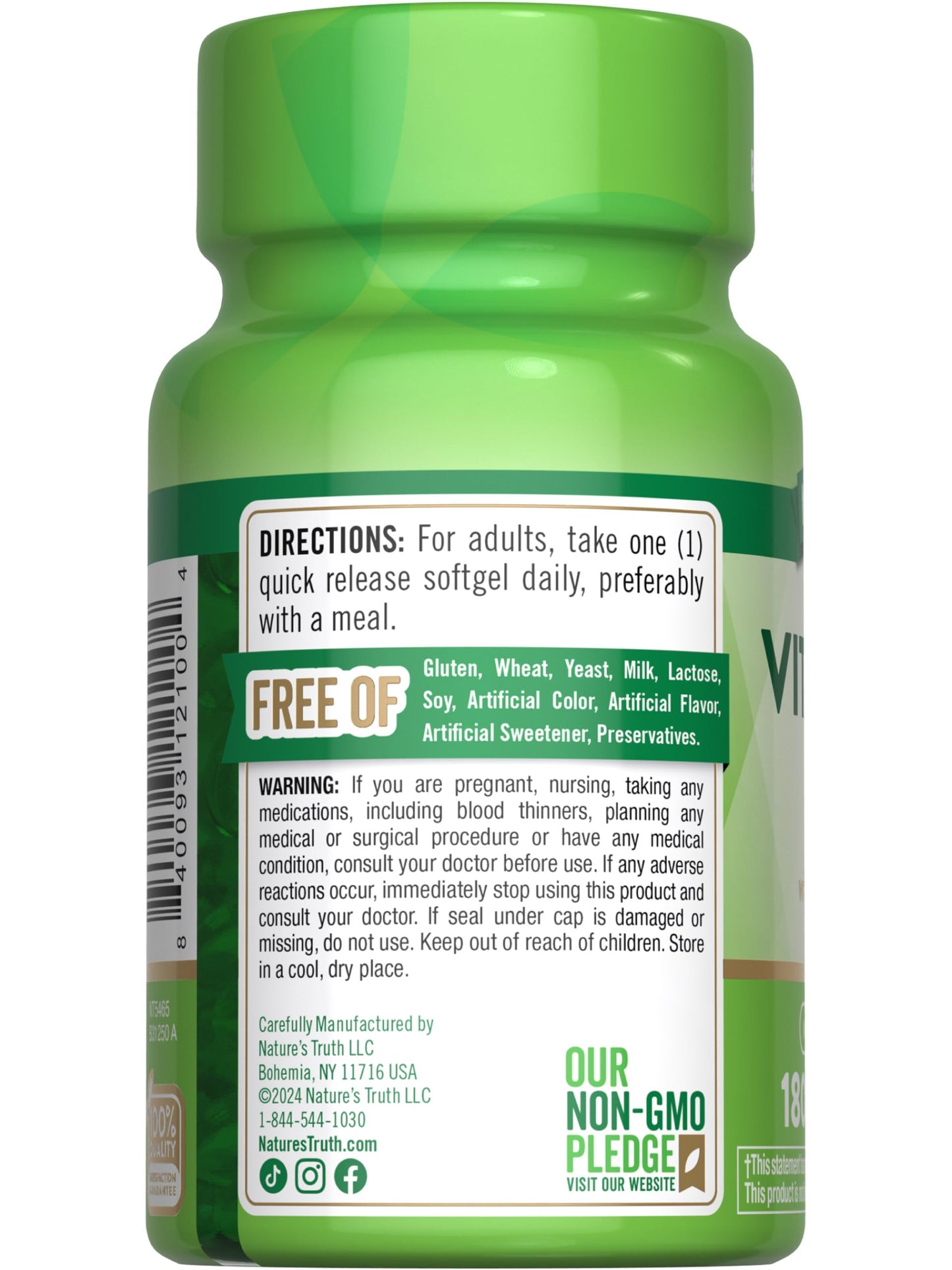 Detalle de cápsulas de Vitamina K2 MK-7 Nature's Truth