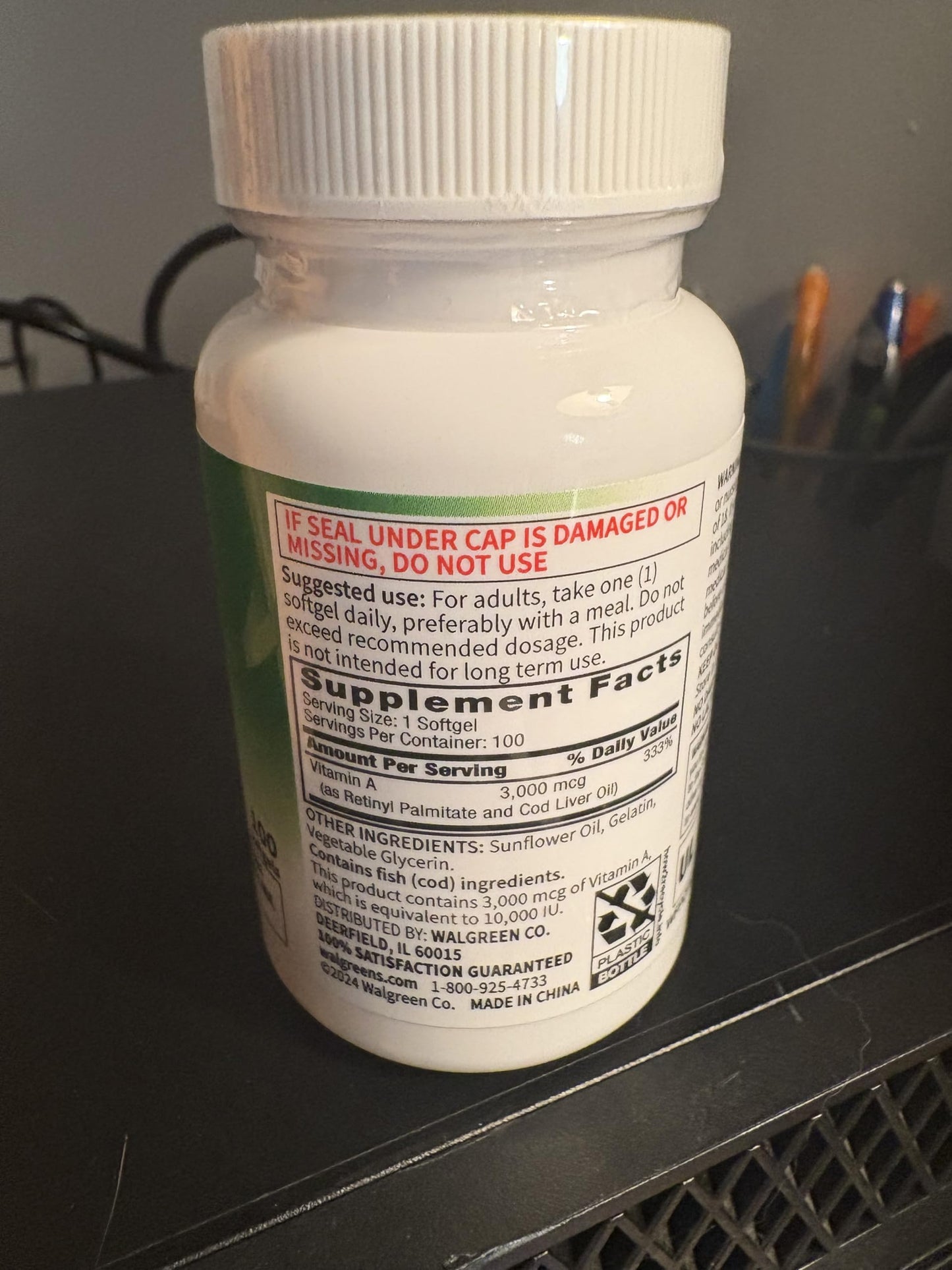 Detalle cápsulas Walgreens vitamina A 3000 mcg