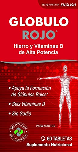 Detalle empaque Globulo Rojo suplemento vitaminas y hierro