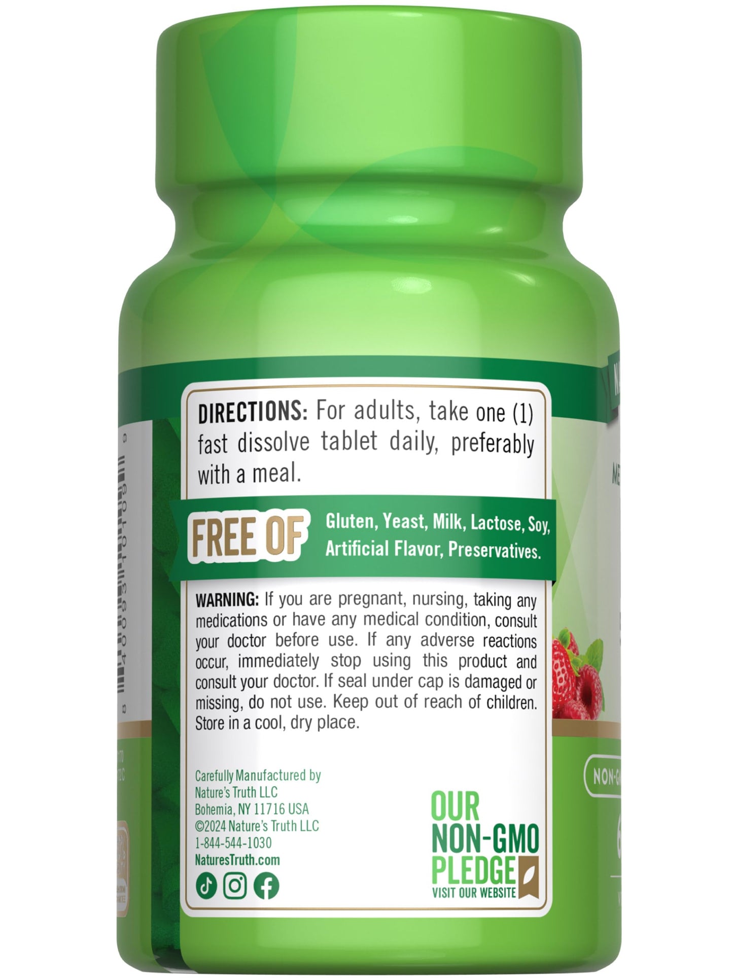 Detalle empaque Nature's Truth vitamina B12 berry natural