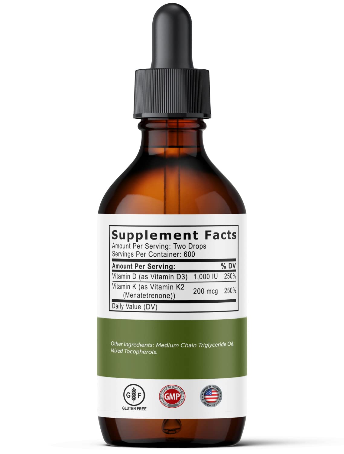 Detalle empaque Ultra6 Nutrition gotas vitamina D3 y K2