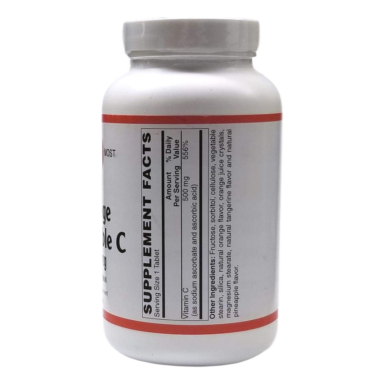 Detalle empaque vitamina c masticable Holistic Health naranja