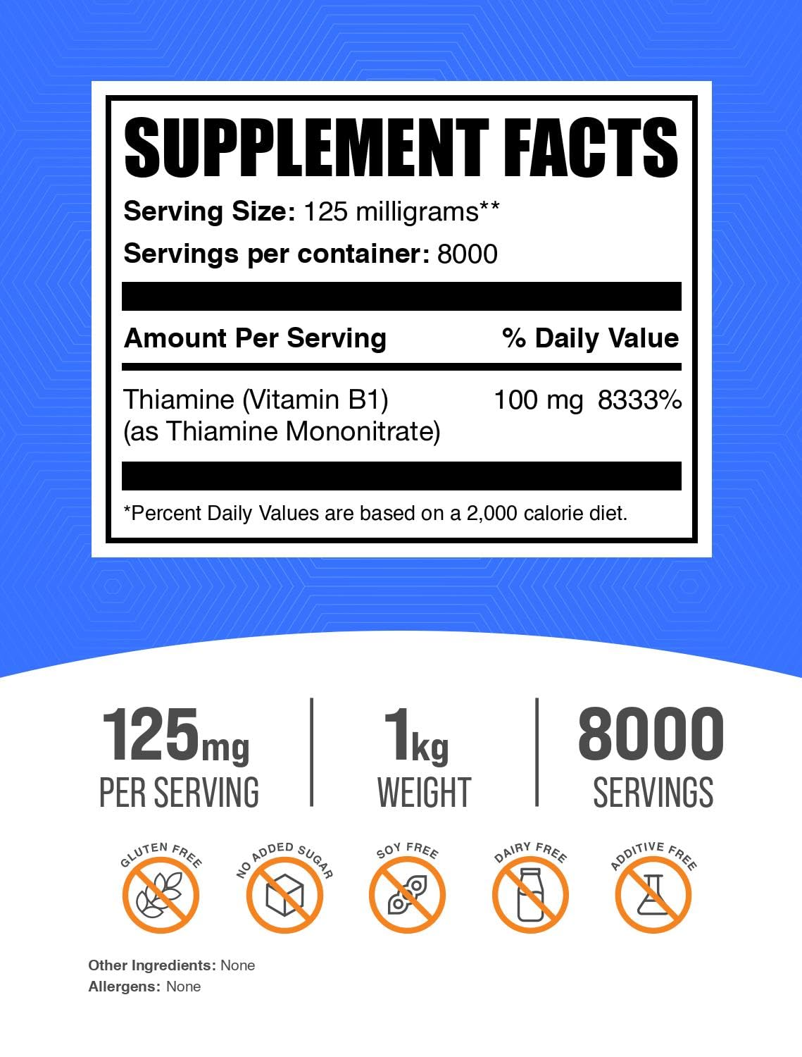 Detalle del envase de mononitrato de tiamina BulkSupplements