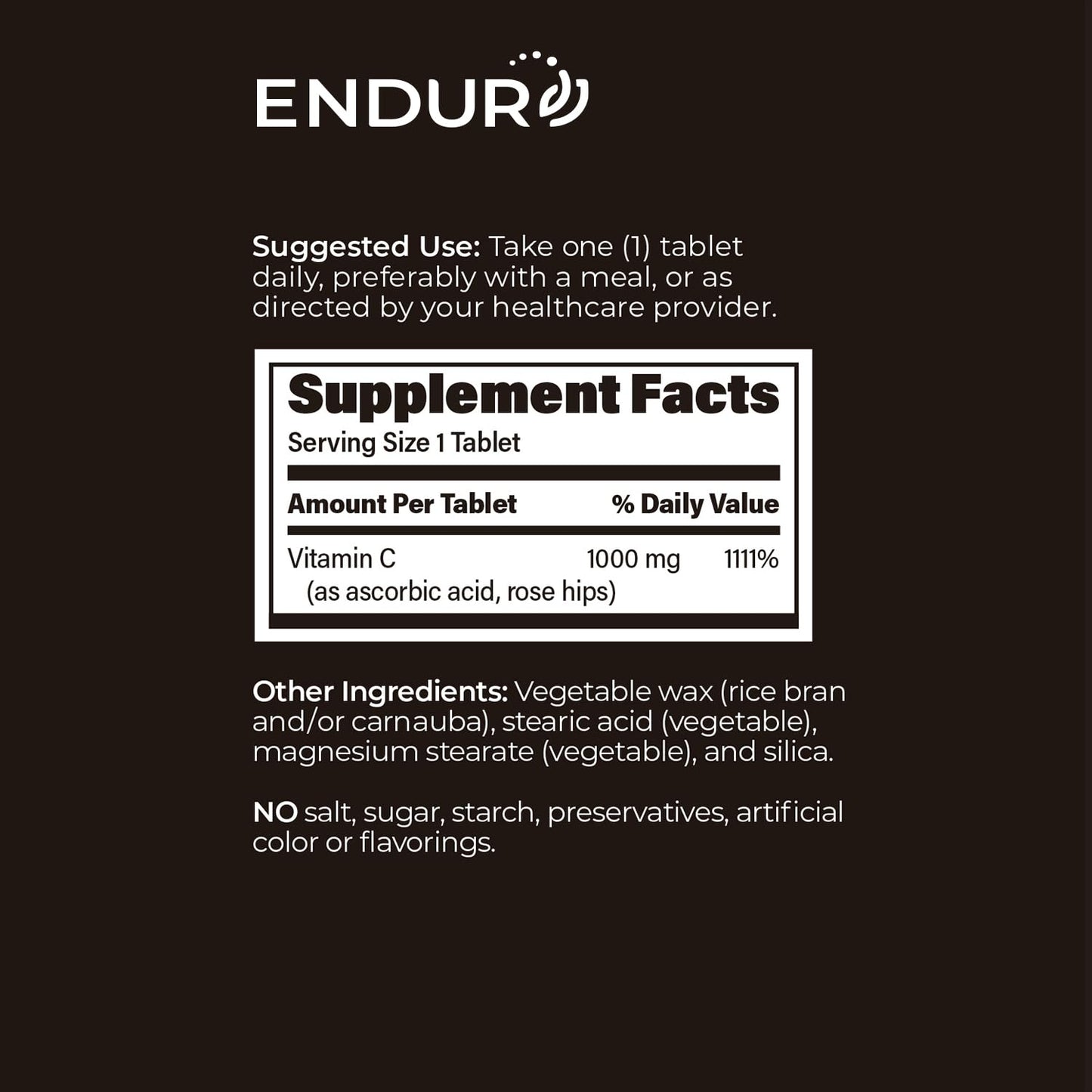 Detalle etiqueta Endurance Products EndurC vitamina c
