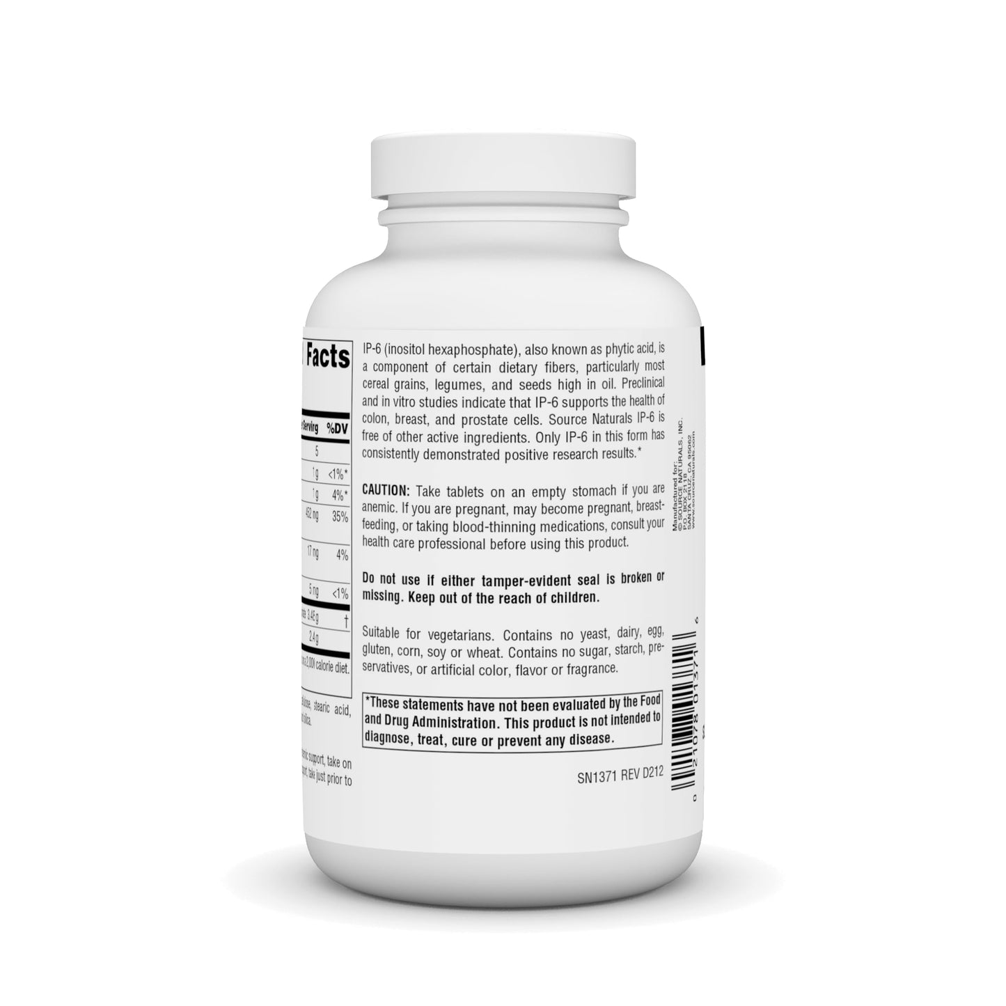 Detailed label IP-6 Source Naturals suplemento celular