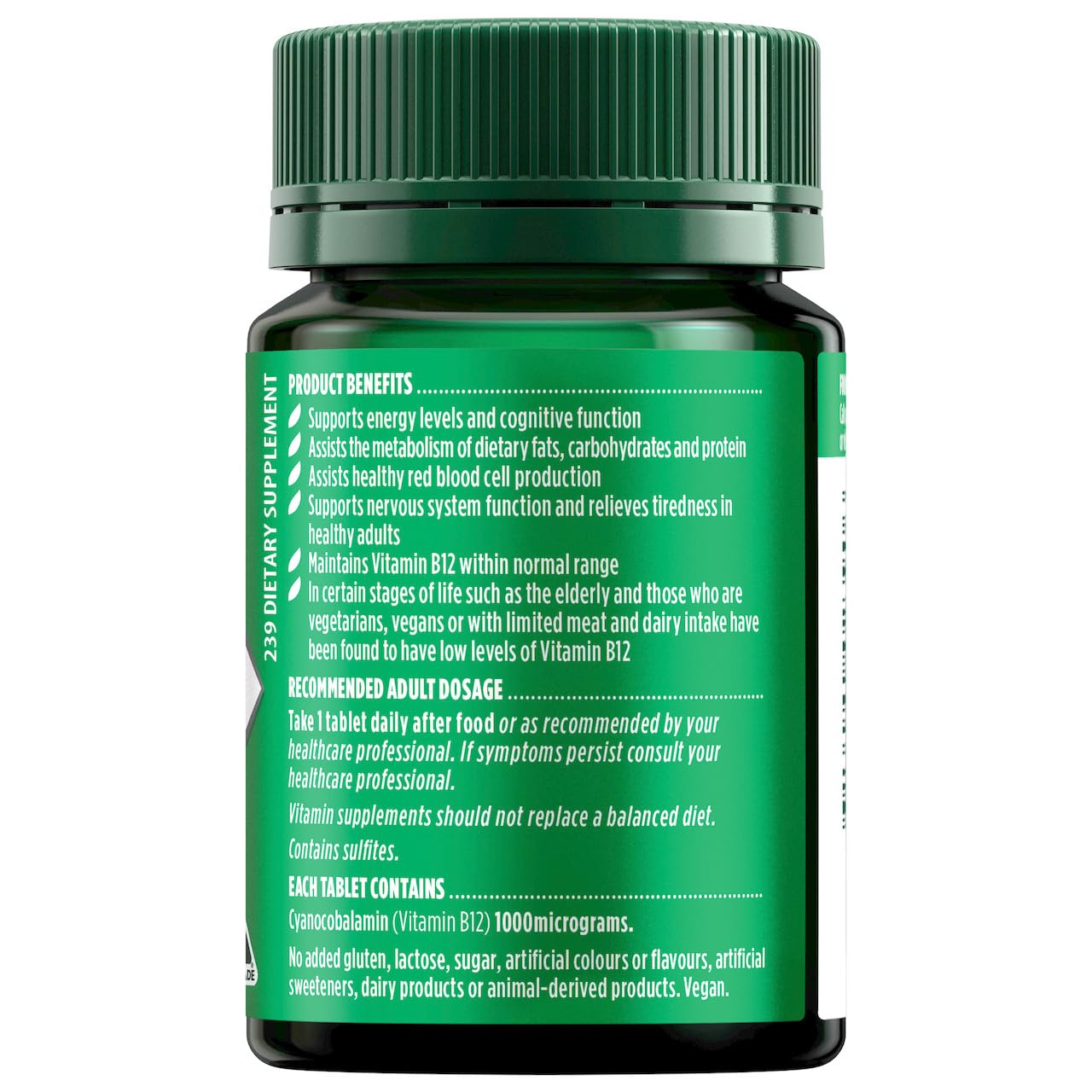 Detalle etiqueta Nature's Own vitamina B12 1000 mcg 60 tabletas