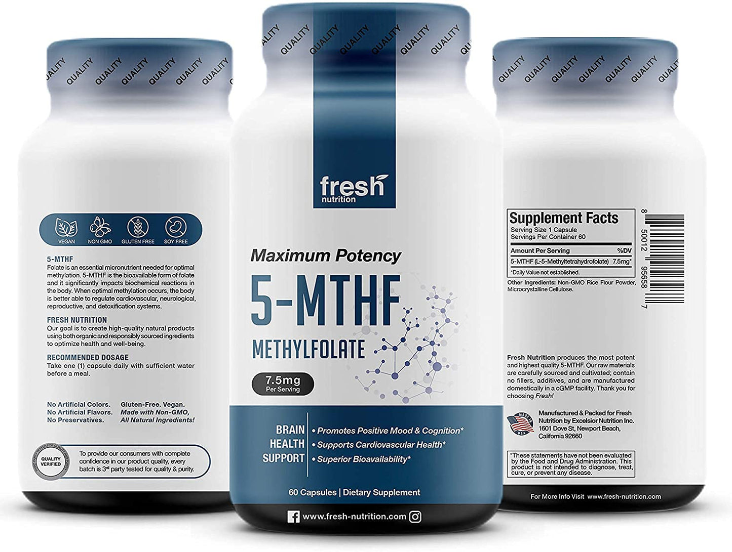 Detalle etiqueta nutricional L Metilfolato 7.5mg